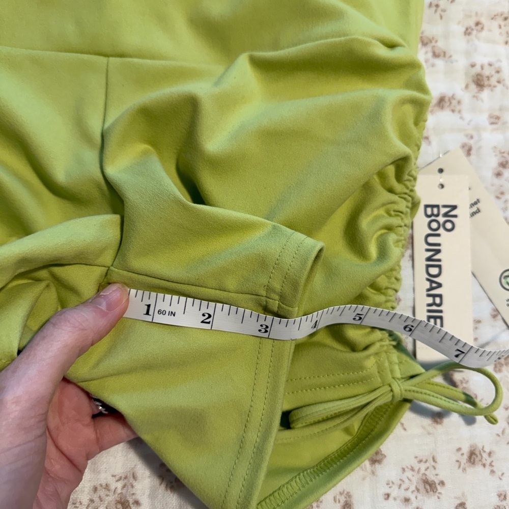 No Boundaries Green & Orange ruched Bike Short - Picture 10 of 11
